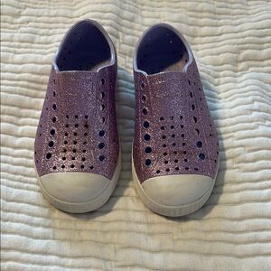 Purple Glitter Slip-On Shoes